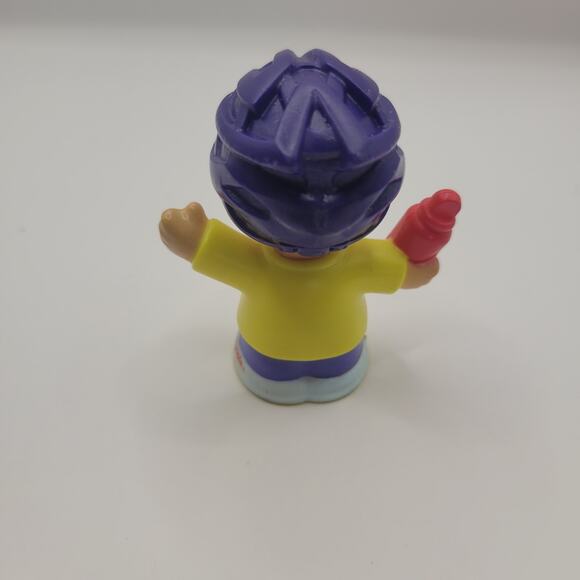 Fisher Price Little People Bicycle Rider Bike Boy Purple Helmet Water Bottle - Picture 2 of 5